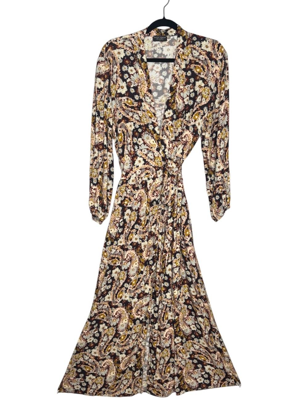 Dress Forum floral long sleeve vneck full wrap maxi dress cottage farm hippie